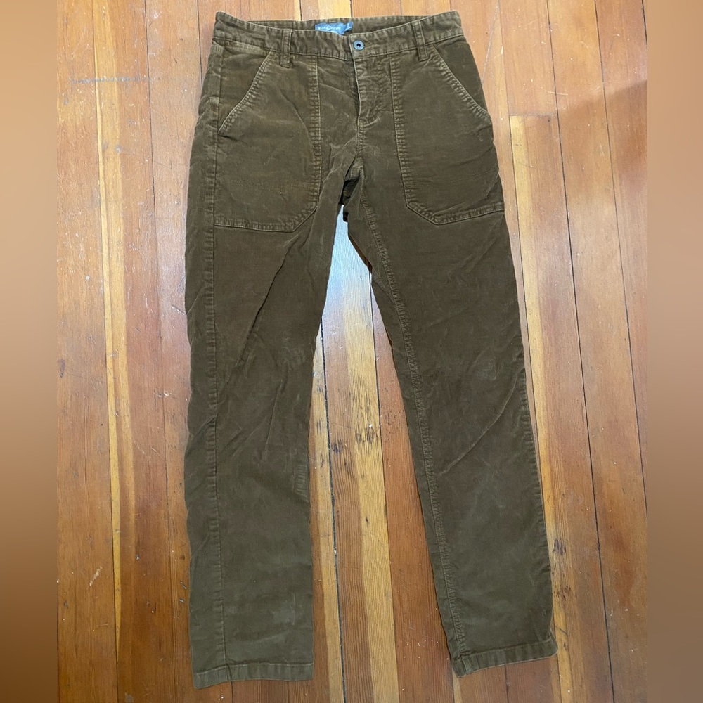 LL Bean Slim Straight Brown Corduroy Pants 31 32